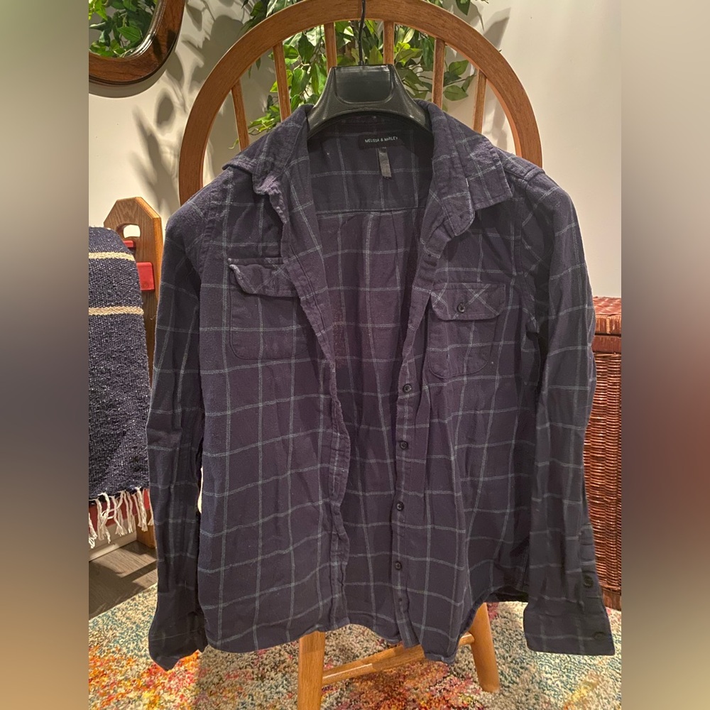 Blue Windowpane Check Shirt Jacket